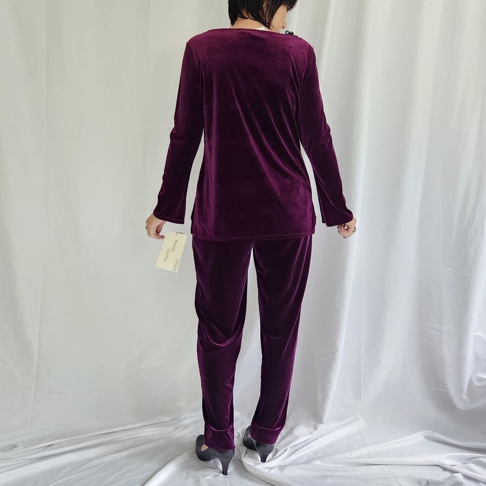 Y2K Deadstock Purple Velvet Pants and Top Set - Picture 3 of 7